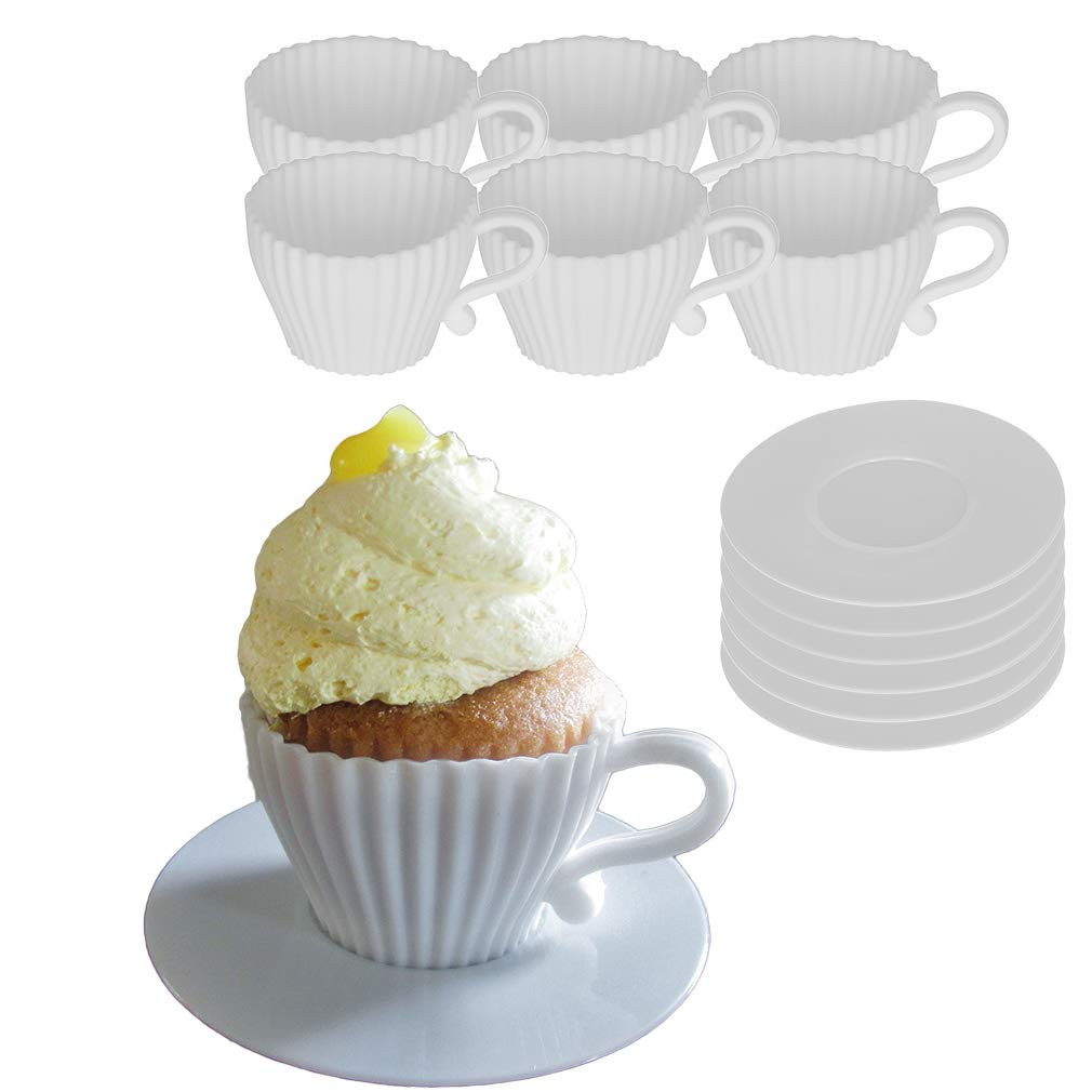 Evelots Baking Cupcake Molds - Silicone Teacup Set - 12 Pc Set - Oven-Safe - Nonstick - Muffin Cu... | Amazon (US)