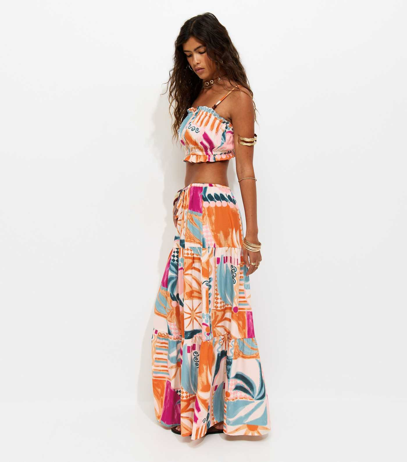 Multicolour Crepe Tropical Print Tiered Midi Skirt | New Look | New Look (UK)