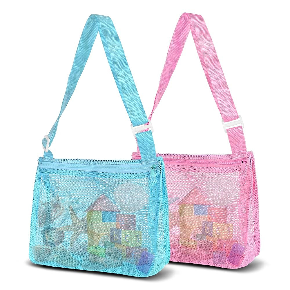 VOROLO Mesh Beach Bag for Holding Toys,Sand Towels Tote for Kids Seashell Collecting,Swimming Acc... | Amazon (US)