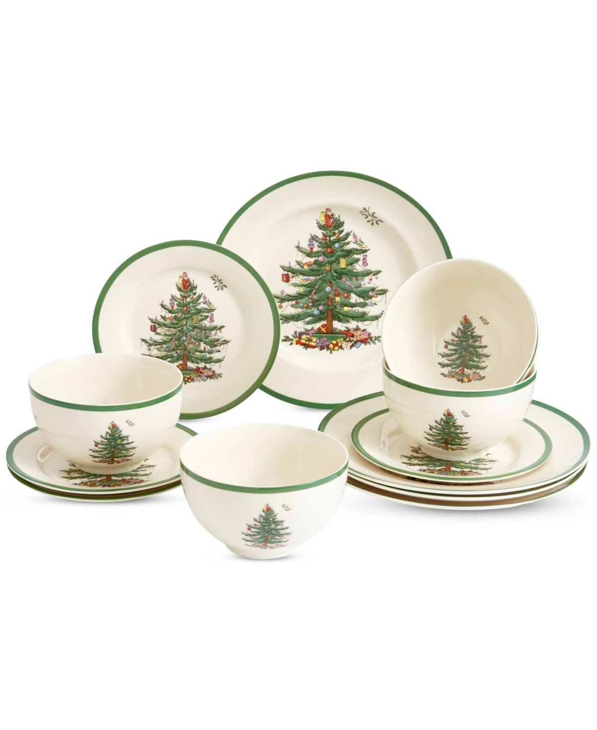 Spode Christmas Tree 12 Pc. Dinnerware Set, Service for 4, Exclusively at Macy's - Green | Macy's