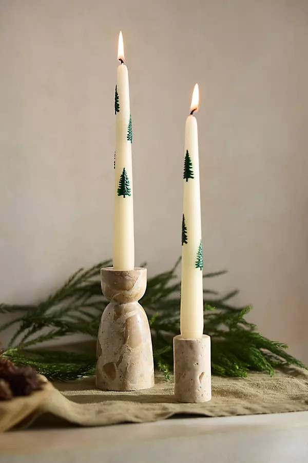 Fir Tree Taper Candles, Set of 2 | Anthropologie (US)