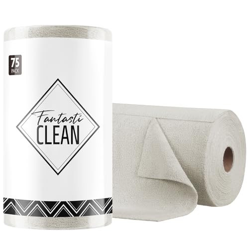 Fantasticlean Microfiber Cleaning Cloth Roll -75 Pack, Tear Away Microfiber Towels, 12" x 12", Reusable, Washable, Scratch Free, Ultra Absorbent Dishcloth for All-Around Cleaning Supplies (Cool Grey) | Amazon (US)