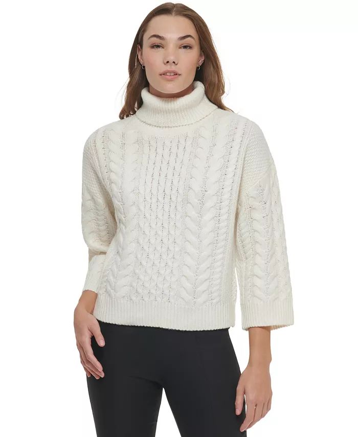 Women's Cable Knit Turtleneck Sweater | Macys (US)