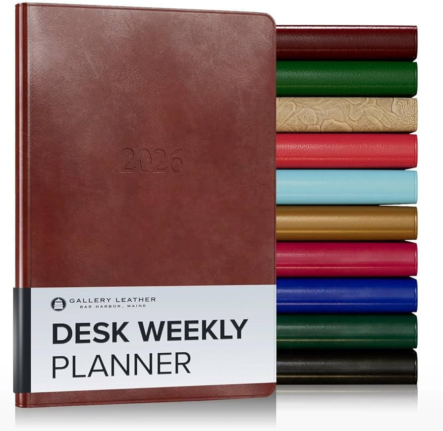 Gallery Leather Desk Weekly Monthly Planner 2025-2026, Elegantly Bound Calendar Planner and Noteb... | Amazon (US)