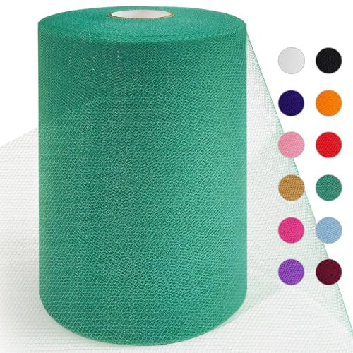 Green Tulle Fabric Roll - 6 Inch Wide, 100 Yards (300 Feet) Sheer Tulle Netting for Tutu Skirts, Wedding Party Ornaments, DIY Crafts | Amazon (US)