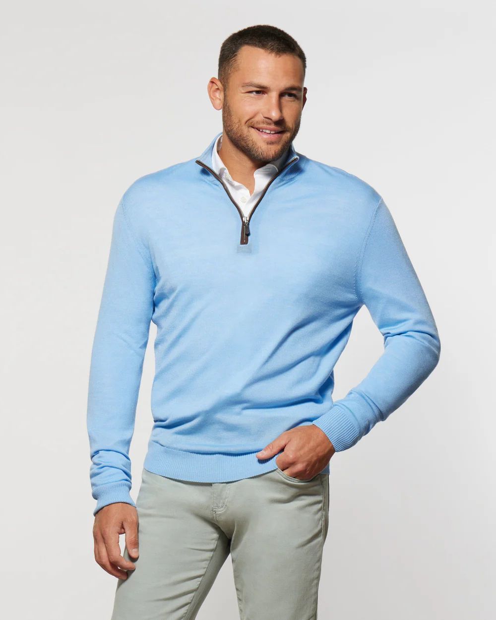 Baron Lightweight Wool Blend 1/4 Zip Pullover Sweater | johnnie O