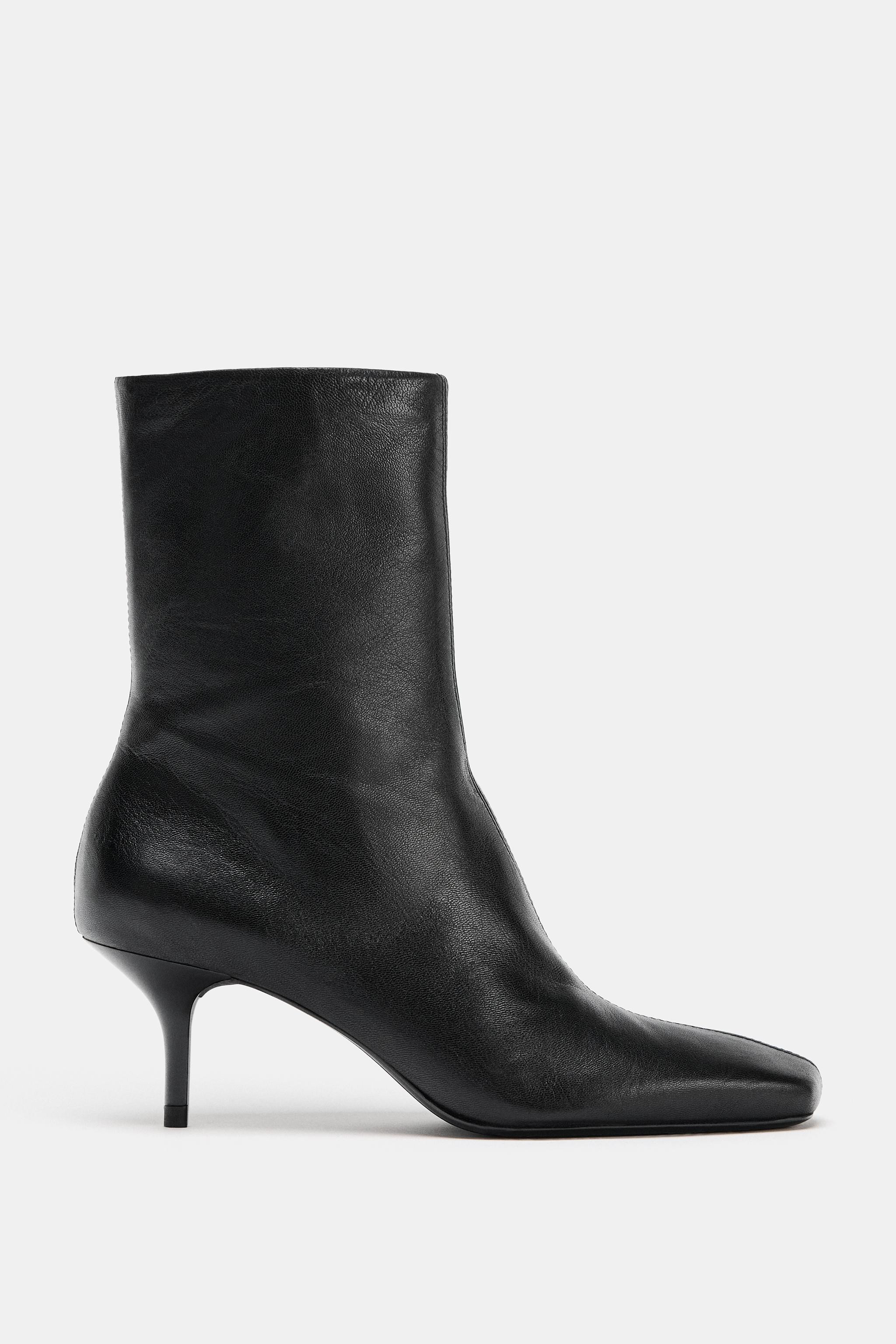 SOFT LEATHER STILETTO ANKLE BOOTS | Zara US