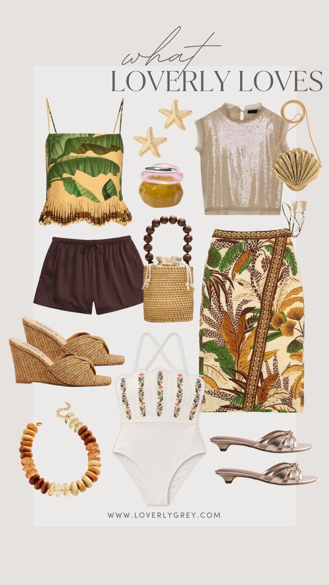 Vacation vibes, elevated 🌴✨ Chic tropical prints, beach-ready accessories, and versatile pieces you'll wear all season long.

Loverly grey, tropical outfit, vacation style, resort wear, beach vacation, coastal style, summer outfit, tropical print, woven bag, raffia wedges, one-piece swimsuit, sequin top, wrap skirt, neutral accessories

#LTKTravel #LTKSeasonal #LTKSwim