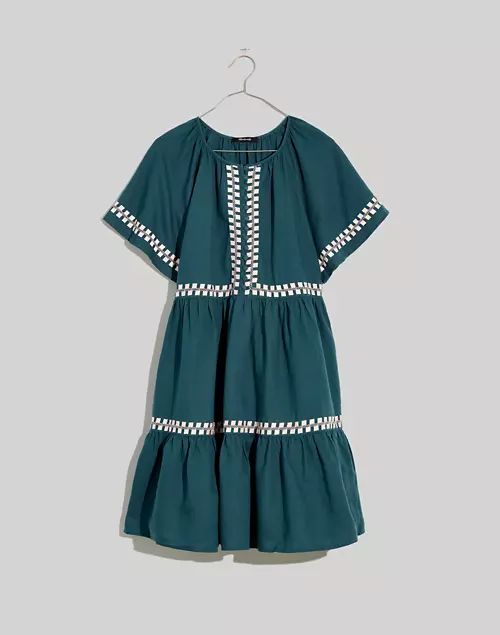 Embroidered Linen-Blend Flutter-Sleeve Mini Dress | Madewell