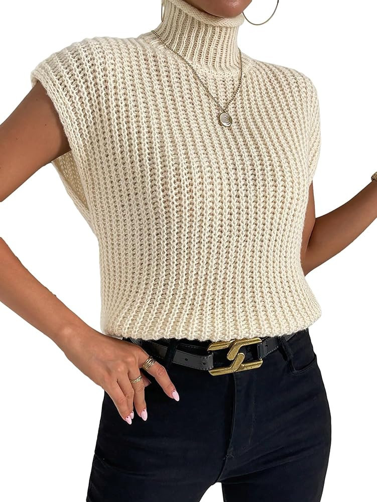 GORGLITTER Women's Short Sleeve Cable Knit Sweater Vest Cap Sleeve Pullover Tank Tops | Amazon (US)