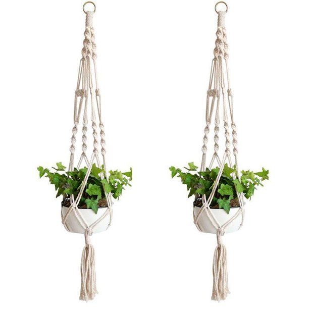 EEEKit 2 Pack Macrame Plant Hanger - Indoor Outdoor Hanging Planter Shelf - Decorative Flower Pot... | Walmart (US)