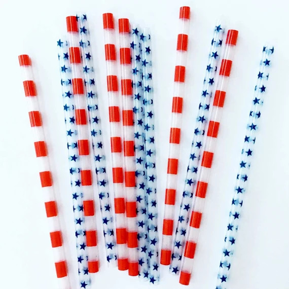 Acrylic Stars and Stripes Straws 12 Patriotic Party Decor | Etsy | Etsy (US)