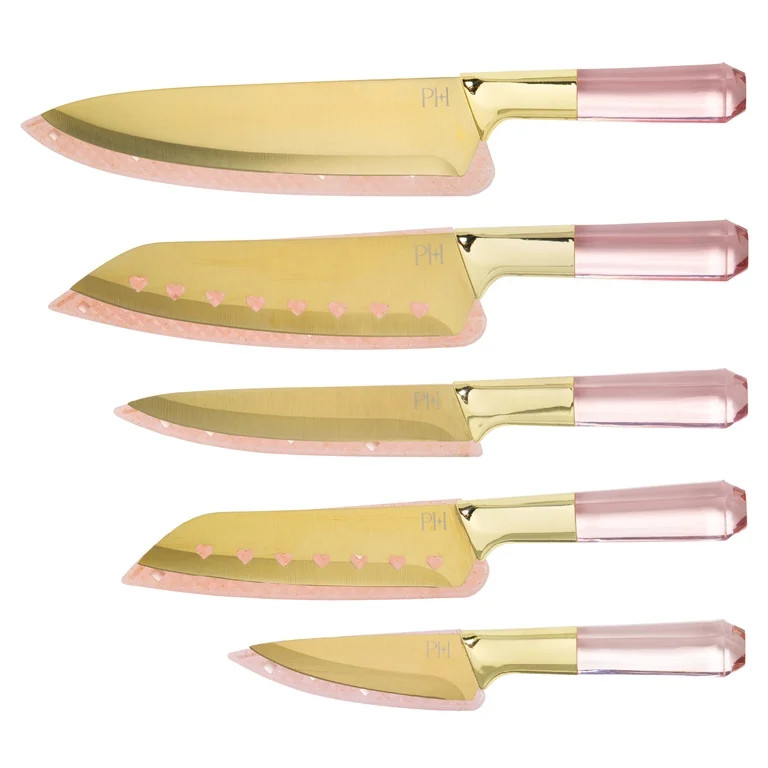 Paris Hilton 10-Piece Cutlery Set with 5- Knives and 5- Blade Guards, Gold Titanium-Coated Stainl... | Walmart (US)