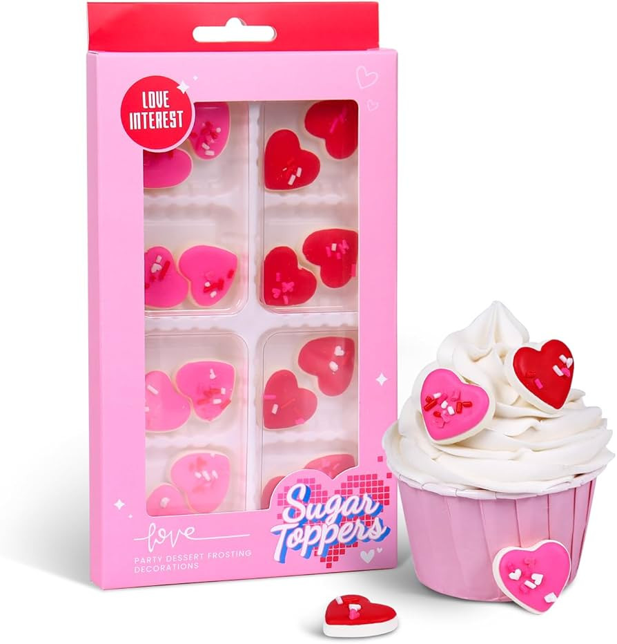 Valentine's Day Icing Decoration Edible Red and Pink Heart Icing Decoration Royal Icing Heart Sug... | Amazon (US)