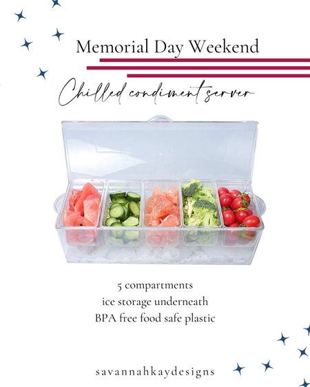 Keep your condiments cold at all the parties this summer with 5 compartments and space for ice. A lid to keep bugs out too. #amazon #servingtray #party #summer #backyard #bbq

#LTKfamily #LTKSeasonal #LTKhome