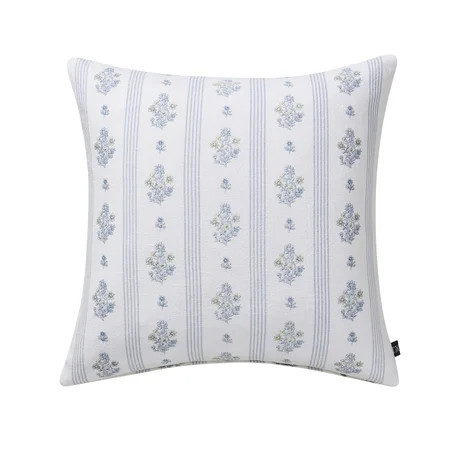 My Texas House 18" x 18" Blue Floral Stripe Decorative Pillow Cover | Walmart (US)