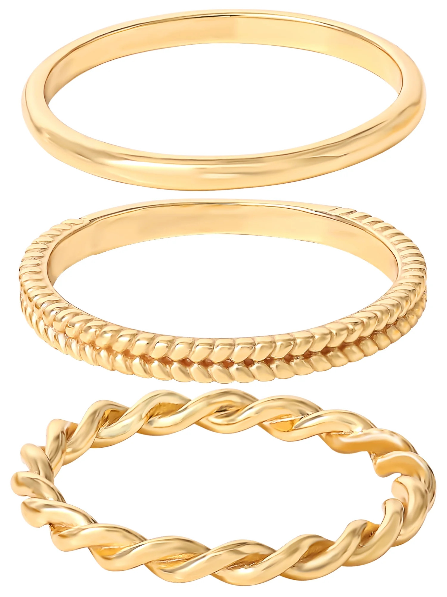 JS Jessica Simpson Women’s 14KT Gold Plated Sterling Silver 3 Piece Ring Set | Walmart (US)