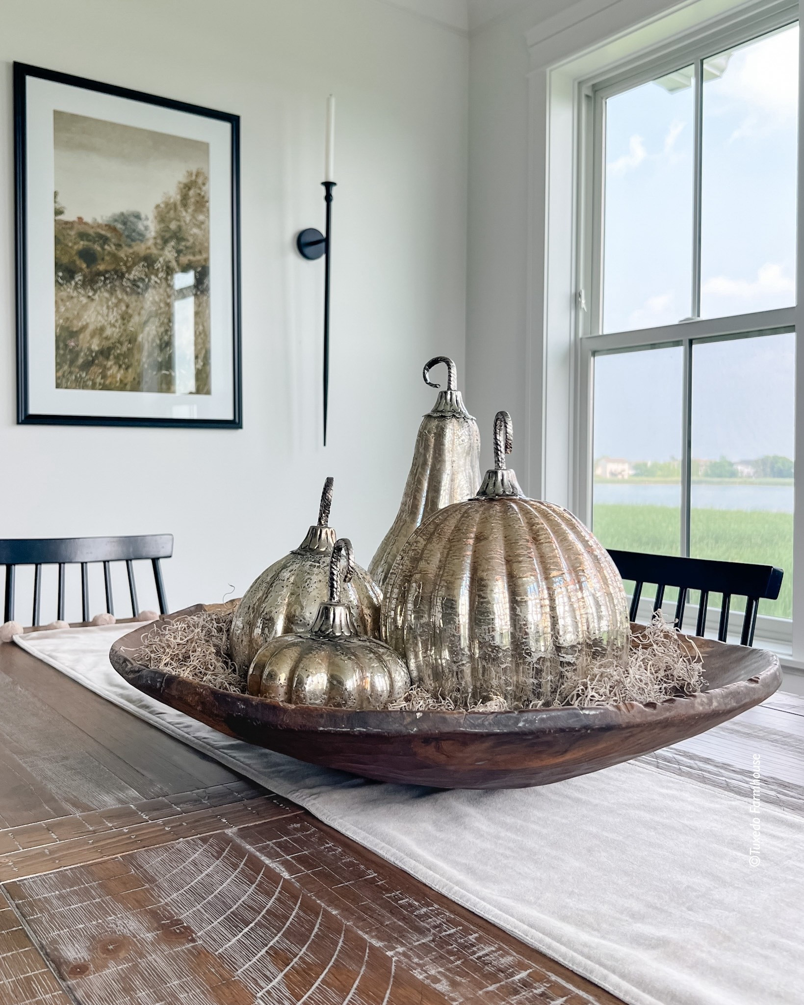 Gorgeous mercury pumpkin table arrangement.  Elegant meets old-world with the vintage bowl.

#LTKSeasonal #LTKHome #LTKFindsUnder100