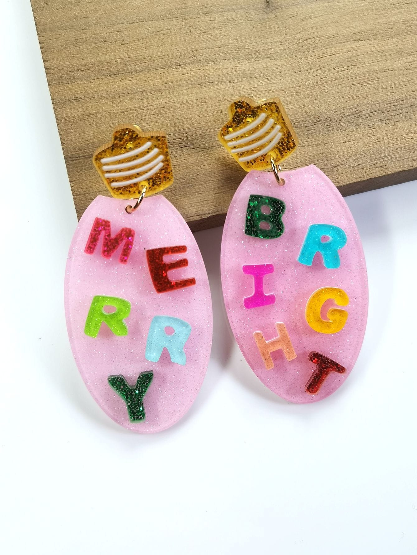 Christmas Acrylic Letter Light Bulb Earrings | SHEIN