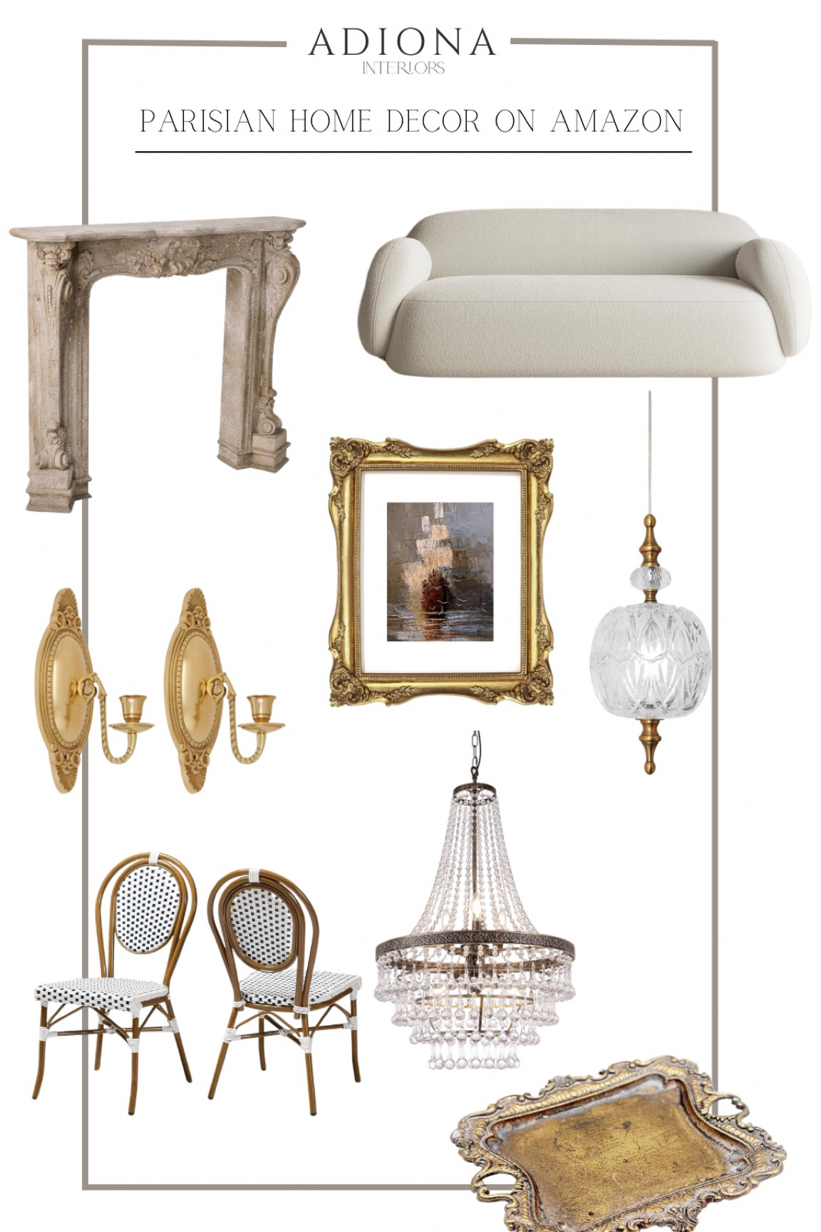 Parisian home decor on Amazon

Oriental mantle, Parisian mantle, sofa, white sofa, wall sconces, candle sconce, oriental picture frame, chandelier, bistro chairs 

#LTKSaleAlert #LTKSeasonal #LTKHome