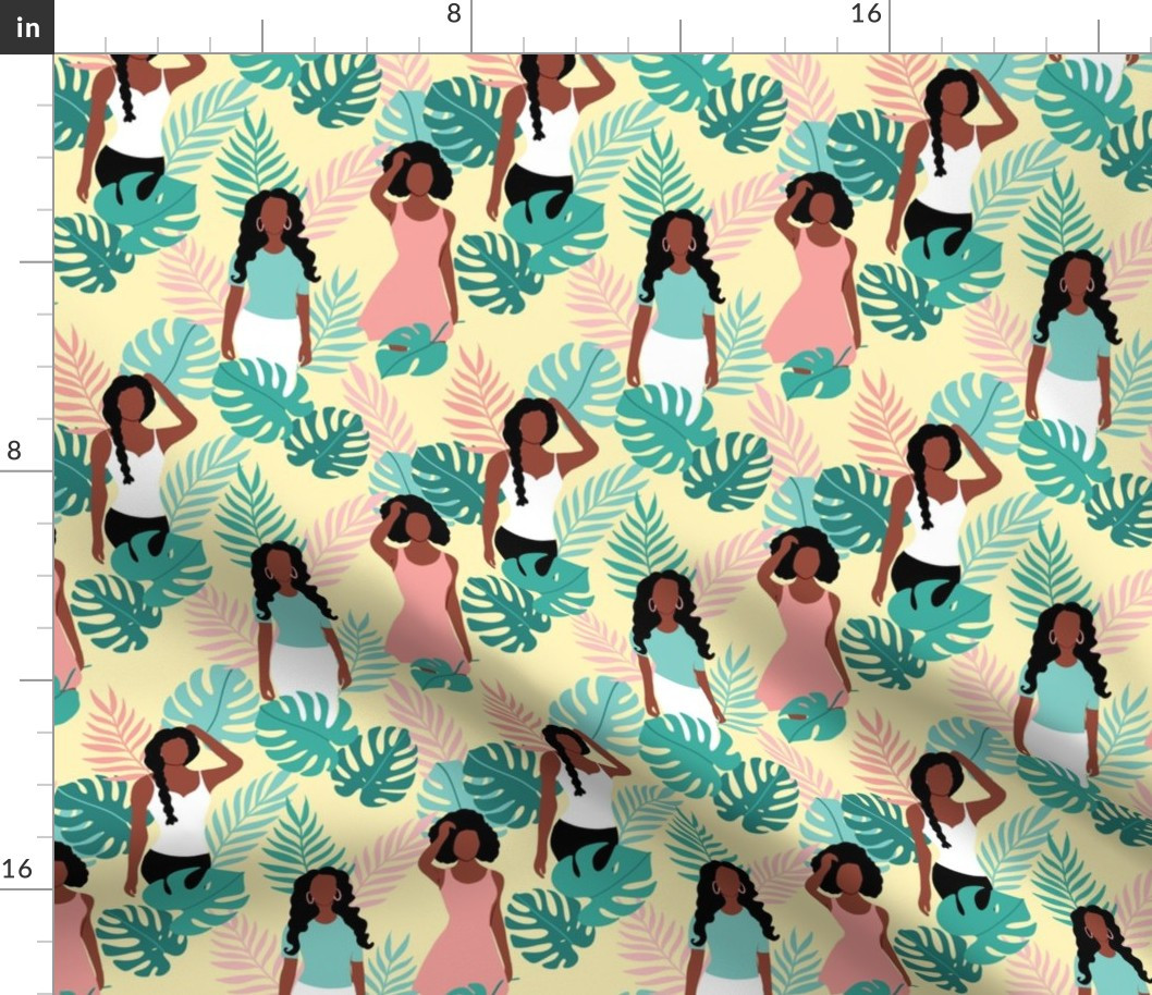 African American girls summer Fabric bywhimsical_brush | Spoonflower