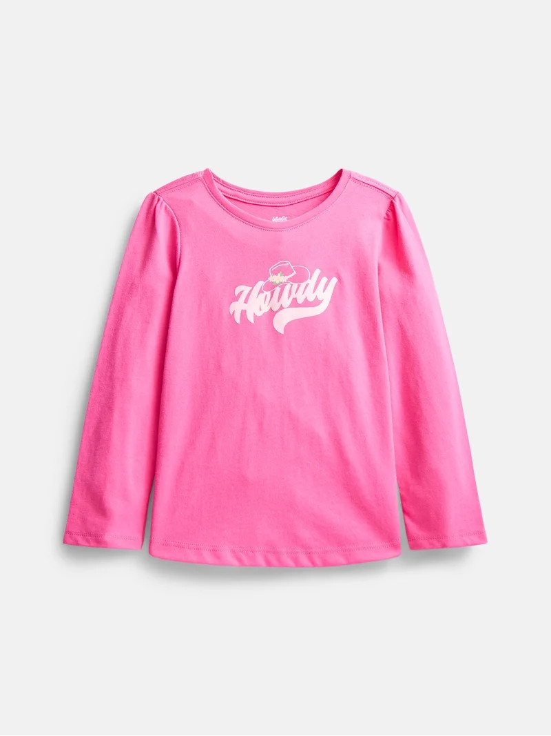 Wonder Nation Baby and Toddler Girls' Graphic Tee with Long Puff Sleeves, Sizes 0M-5T | Walmart (US)