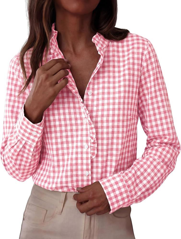 PRETTYGARDEN Womens Long Sleeve Button Down Shirts | Amazon (US)