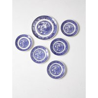 Vintage Blue Willow Porcelain Plate Collection, Set Of 6 | Etsy (US)