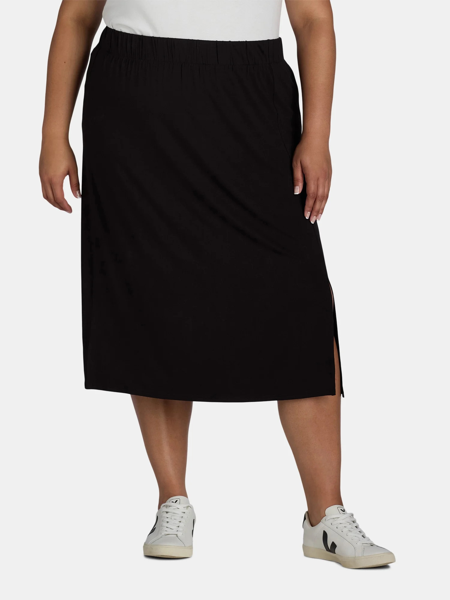 Terra & Sky Women's Plus Size Knit Midi Skirt, 2-Pack, Sizes 0X-5X | Walmart (US)