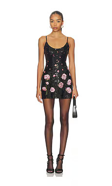 GUIZIO Sequin Mini Dress in Floral Black from Revolve.com | Revolve Clothing (Global)