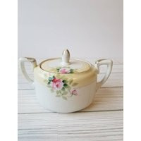 Antique Nippon Porcelain Sugar Bowl Handpainted Pink Roses French Country Shabby Chic Decor | Etsy (US)