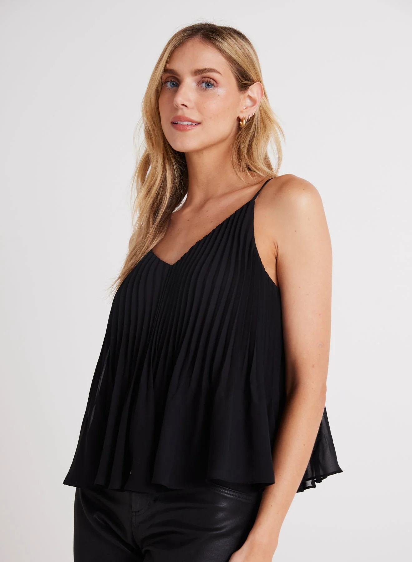 Sunburst Pleated Chiffon Cami - Black - Bella Dahl | Bella Dahl