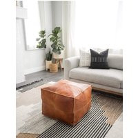 Square Leather Pouf, 40%off - Brown Pouf, Moroccan Leather Pouf Pouffe, Square Ottoman | Etsy (US)