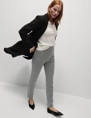 Jersey Checked Slim Fit Ankle Grazer Trousers | Marks and Spencer AU/NZ