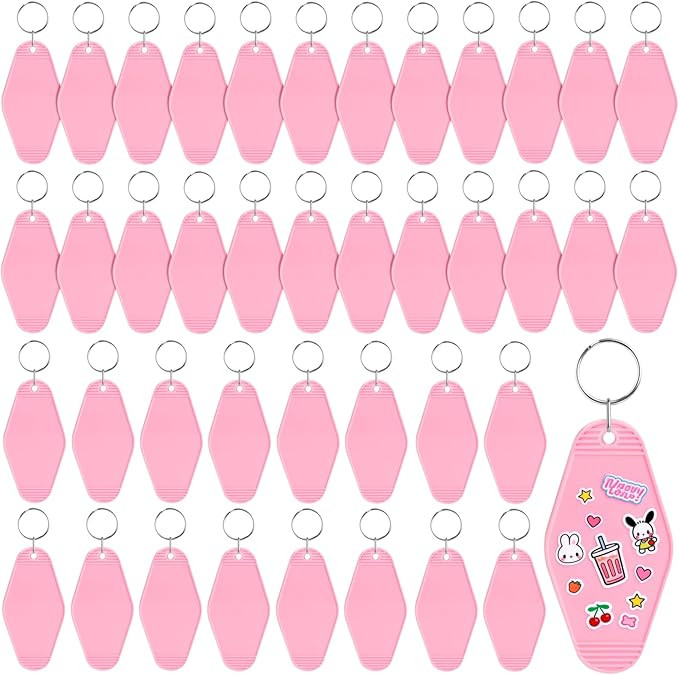 20/30/40/80 PCS Hotel Keychain Blank with Key Rings, 60 Colors Motel Key Chains for DIY Keychains | Amazon (US)