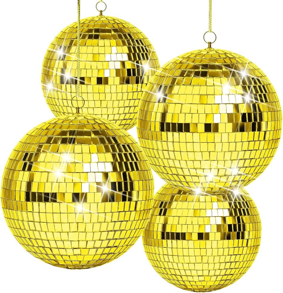 Large Gold Disco Ball Mirror Disco Ball 70s Mellow Gold Disco Ball Hanging Disco Ball Stage Light... | Amazon (US)