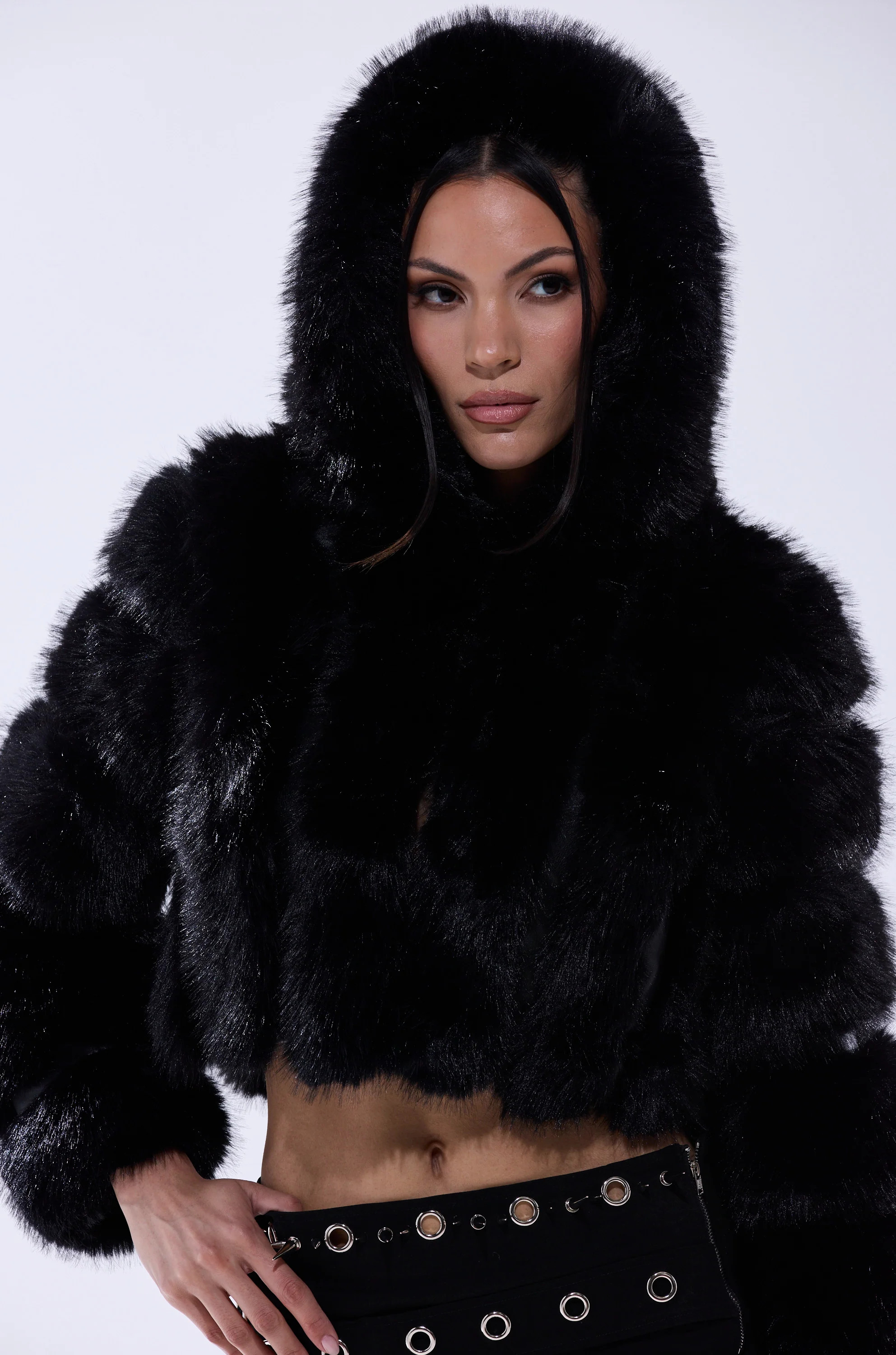JOLENE FAUX FUR COAT IN BLACK | AKIRA