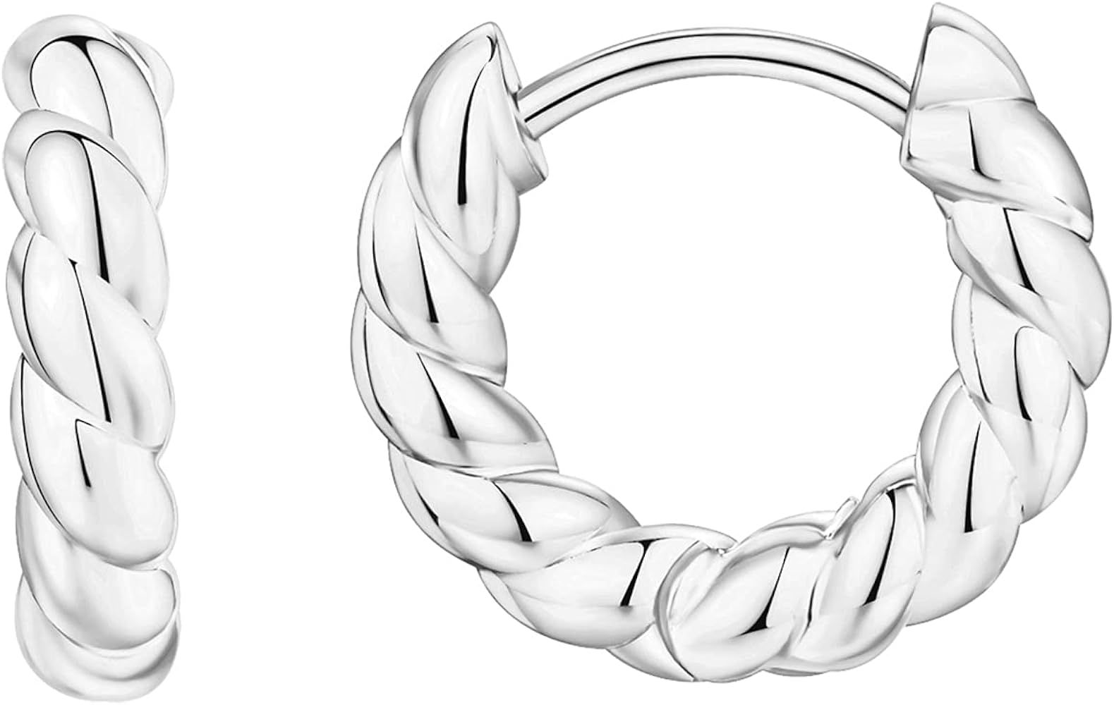 PAVOI 14K Gold Plated 925 Sterling Silver Post Twisted Huggie Earring | Women's Mini Hoop Earring... | Amazon (US)