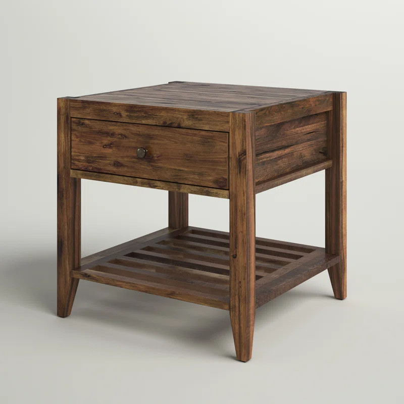 Athena 24'' Tall Solid Wood End Table with Storage | Wayfair North America