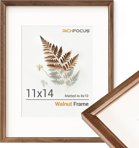 11x14 Picture Frame Matted to 8x10 Photo USA-Sourced Natural Walnut Wood 11 by 14 Photo Frame wit... | Amazon (US)