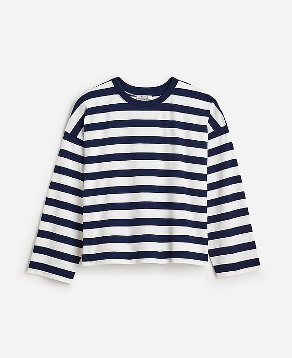 Oversized Long-Sleeve Crewneck Tee in Stripe | Madewell | Madewell