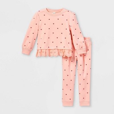 OshKosh B'gosh Toddler Girls' 2pc Hearts Pullover & Jogger Pants - Pink | Target