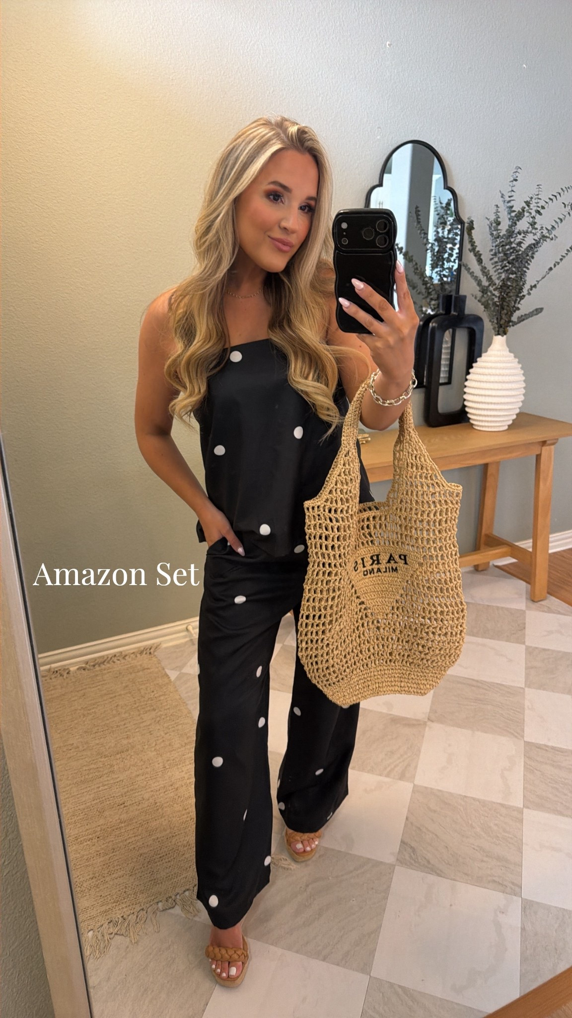 Amazon polka dot two piece set. Amazon finds, vacation outfit. Beach bag from Amazon. 

#LTKPetite #LTKTravel #LTKootd