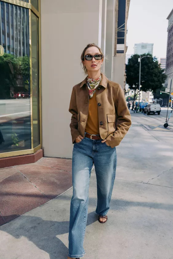 FAUX SUEDE CROPPED JACKET | Zara US