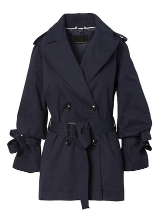 Banana Republic Womens Water-Resistant Tie-Sleeve Trench Navy Size L | Banana Republic US