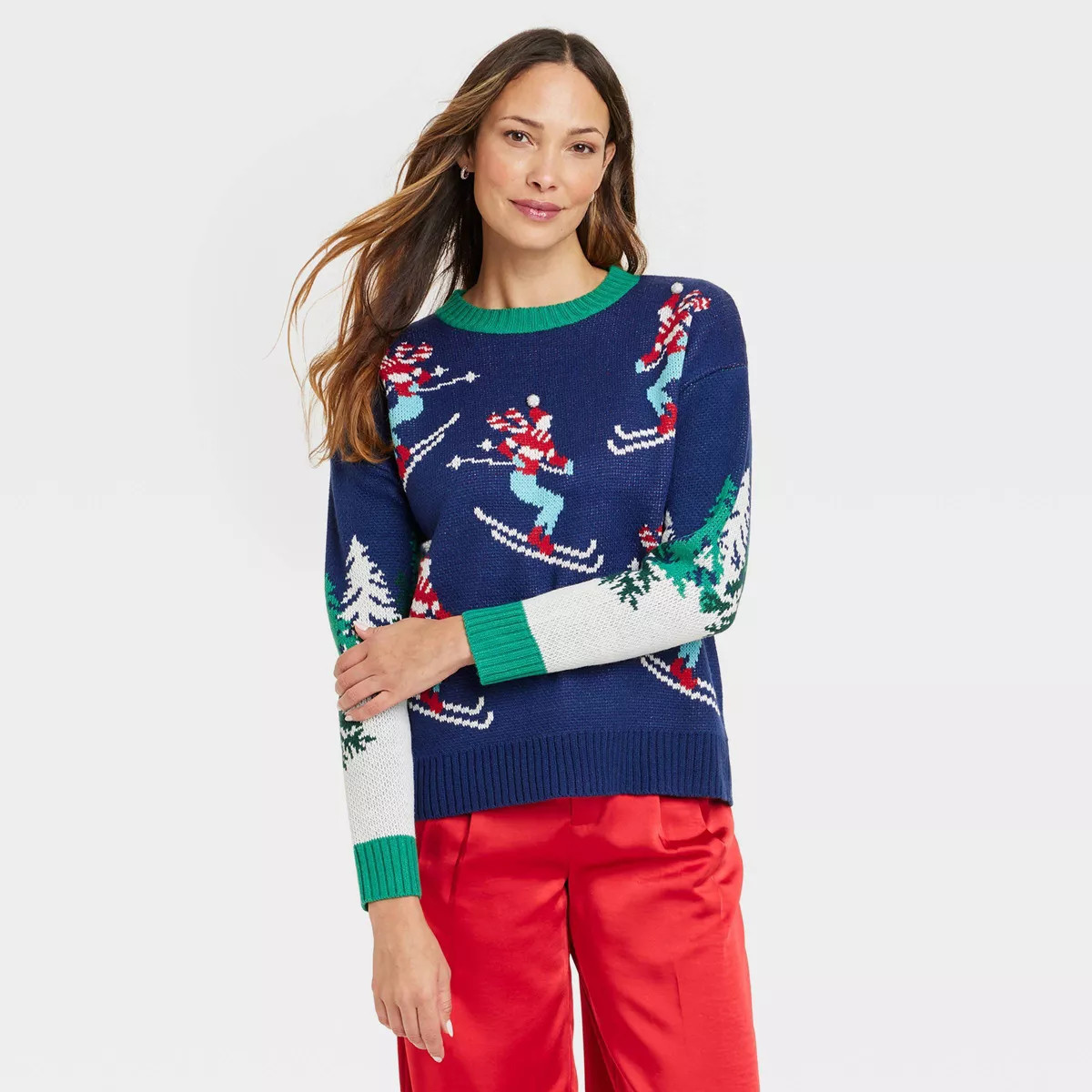Women's Alpine Skier Graphic Sweater - Blue | Target
