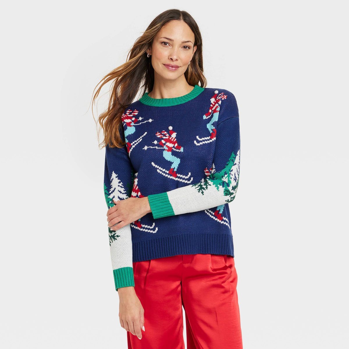 Women's Alpine Skier Graphic Sweater - Blue | Target