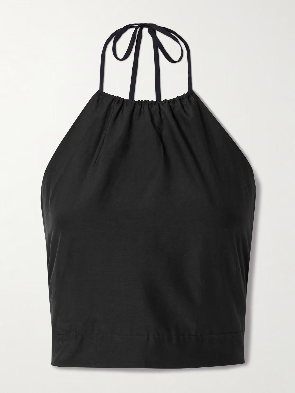 La Ligne - Cropped Cotton And Silk-blend Halterneck Top - Black | NET-A-PORTER (US)