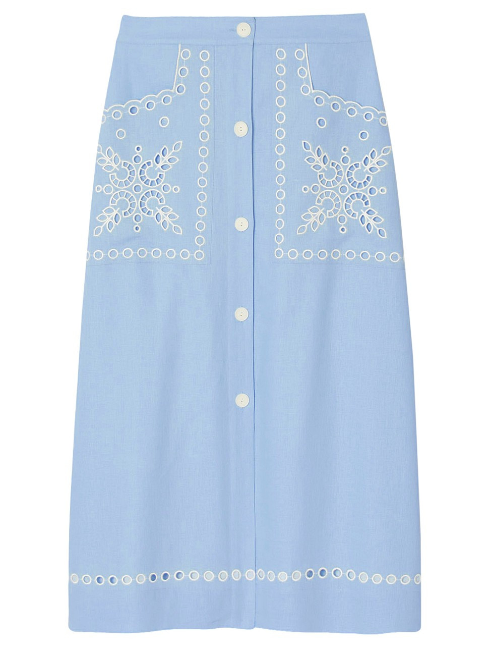 Women's -Embroidered Maxi Skirt - Sky Blue - Size 6 | Saks Fifth Avenue