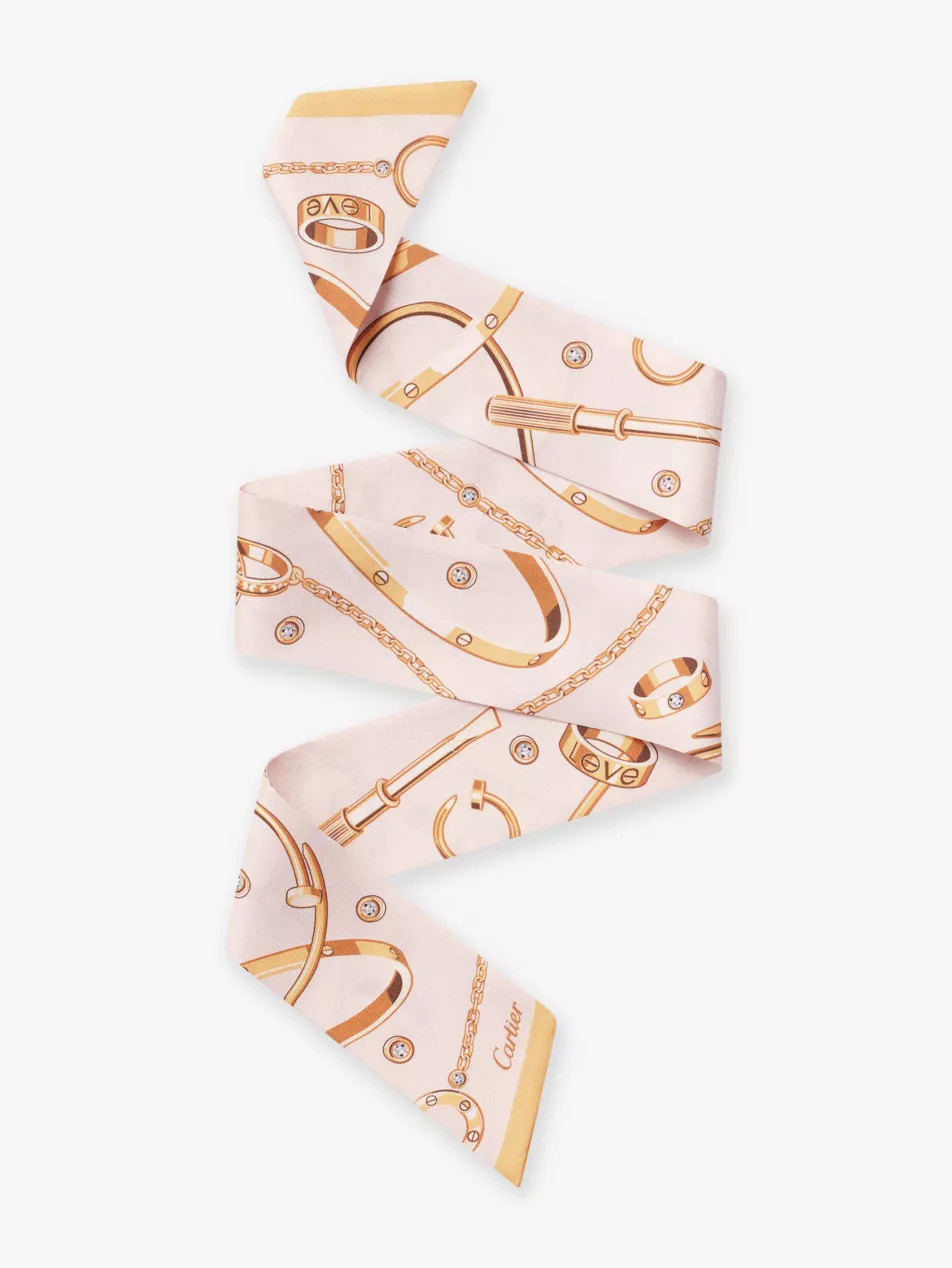 Precious Mundanity Bandeau graphic-print silk-twill scarf | Selfridges